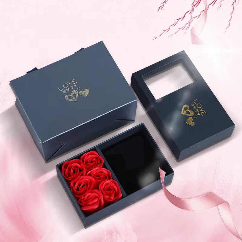 Rose Jewelry Box, Six Flower Ring Box, Valentine'S Day Gift Jewelry Packaging Box, Pendant Necklace Box