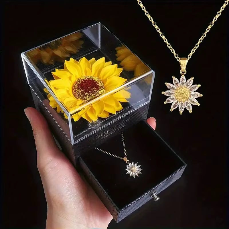 Elegant Sunflower Necklace Gift Set - Celebrate Love, Loyalty， Perfect for Mother'S Day, Birthdays, Valentines, Weddings