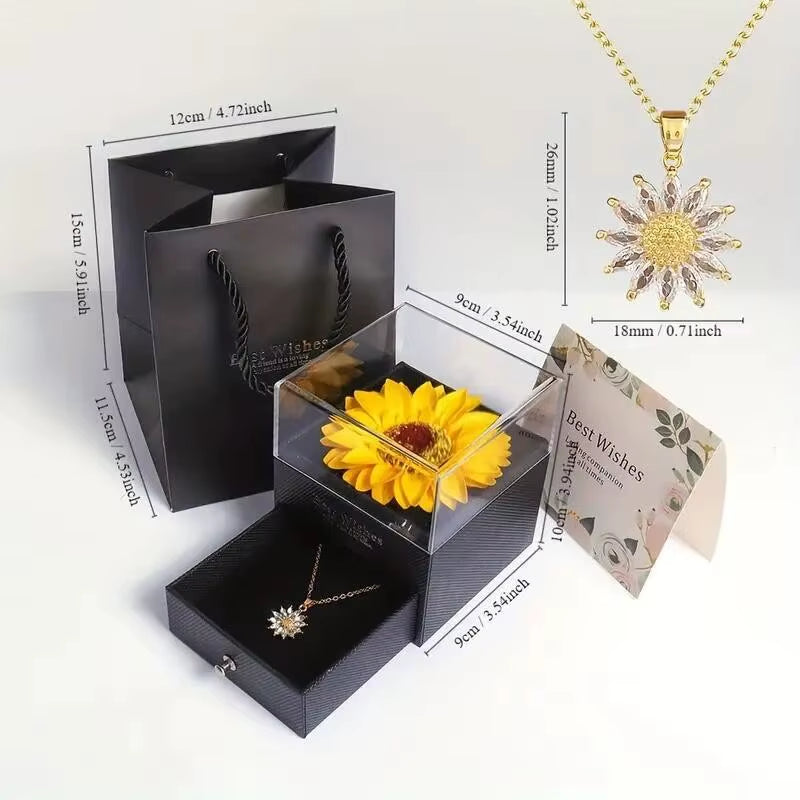 Elegant Sunflower Necklace Gift Set - Celebrate Love, Loyalty， Perfect for Mother'S Day, Birthdays, Valentines, Weddings