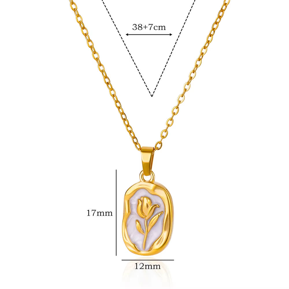 Rose Pendant Necklaces for Women Gold Color Flora Necklace Waterproof Wedding Couple Aesthetic Stainless Steel Jewelry Collar