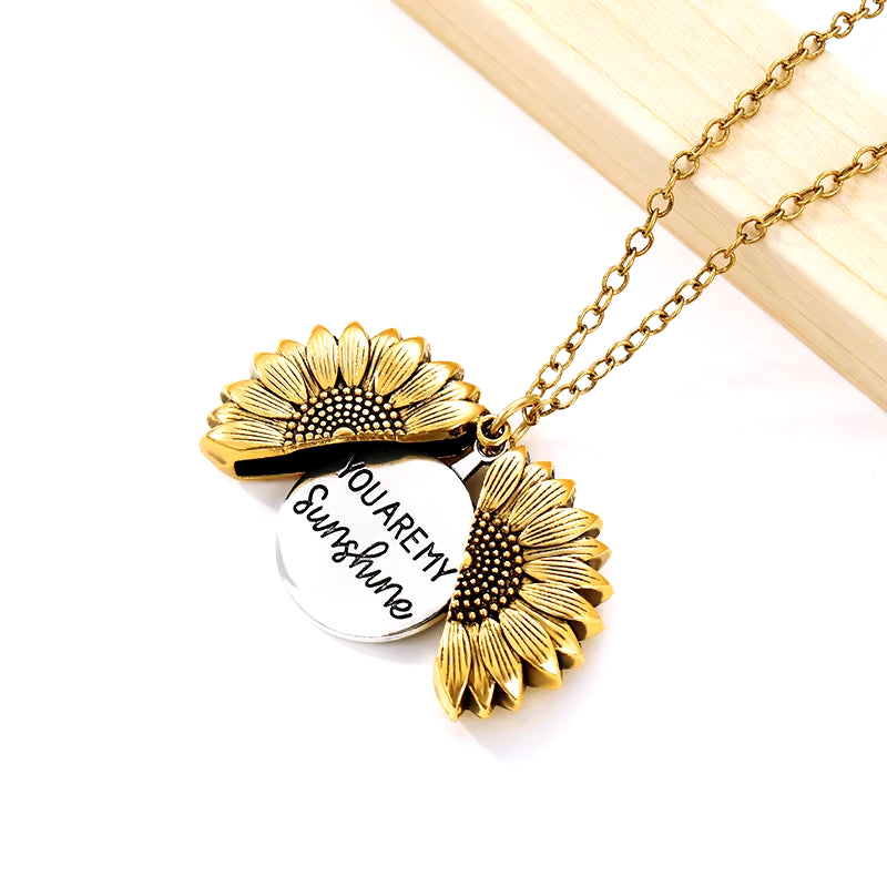 You Are My Sunshine Necklaces for Women Men Lover Gold Color Sunflower Necklace Pendant Jewelry Birthday Gift for Girlfriend Mom